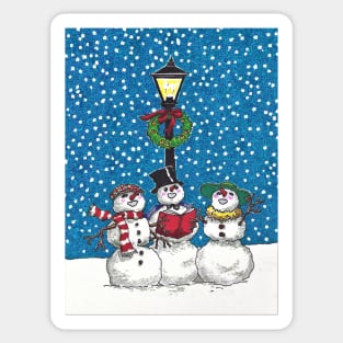 Caroling Snowmen Sticker